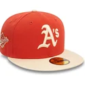 casquette-plate-orange-et-beige-ajustee-59fifty-side-patch-oakland-athletics-mlb-new-era