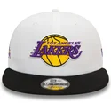 casquette-plate-blanche-et-noire-snapback-9fifty-white-crown-patch-los-angeles-lakers-nba-new-era