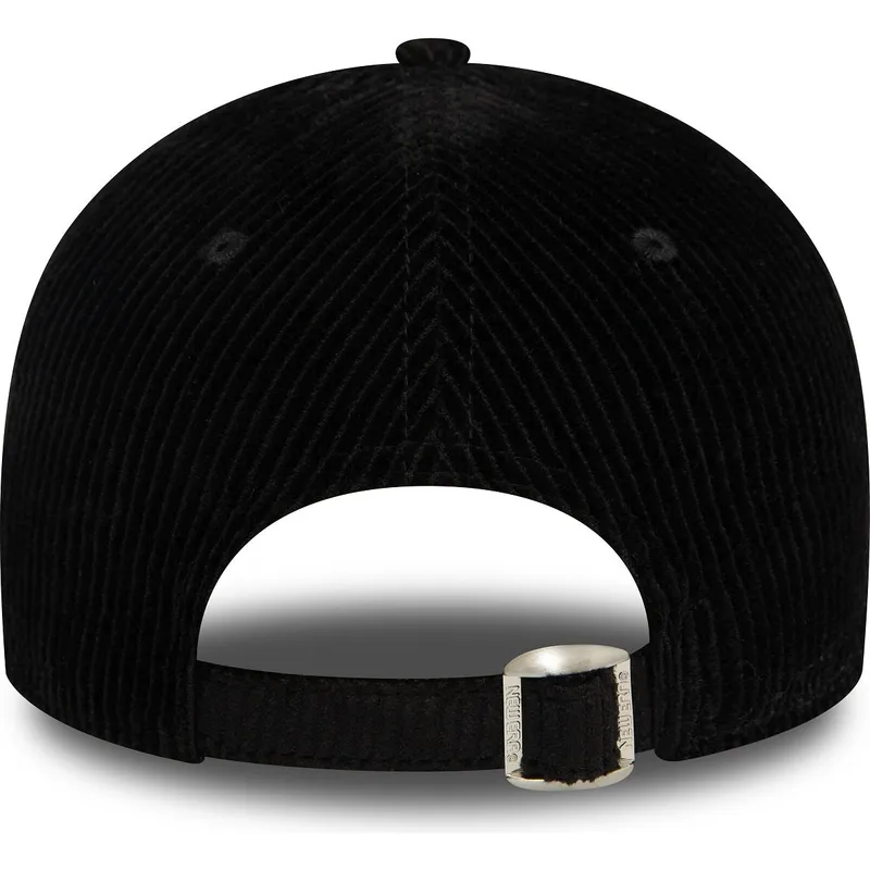 schwarze-gebogene-verstellbare-damenkappe-mit-beigem-logo-9forty-cord-der-new-york-yankees-mlb-von-new-era