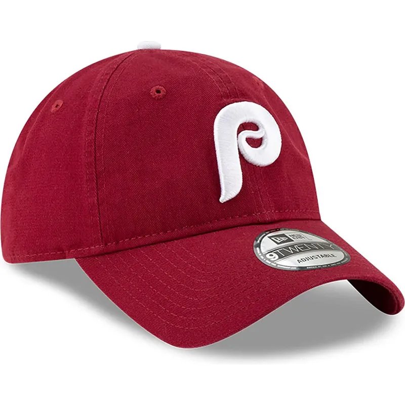 dunkelrote-verstellbare-curved-cap-9twenty-core-classic-der-philadelphia-phillies-mlb-von-new-era