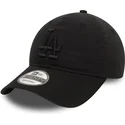 schwarze-verstellbare-curved-cap-mit-schwarzem-logo-9twenty-washed-der-los-angeles-dodgers-mlb-von-new-era