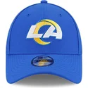 blaue-gebogene-verstellbare-kappe-fur-kinder-9forty-the-league-der-los-angeles-rams-nfl-von-new-era