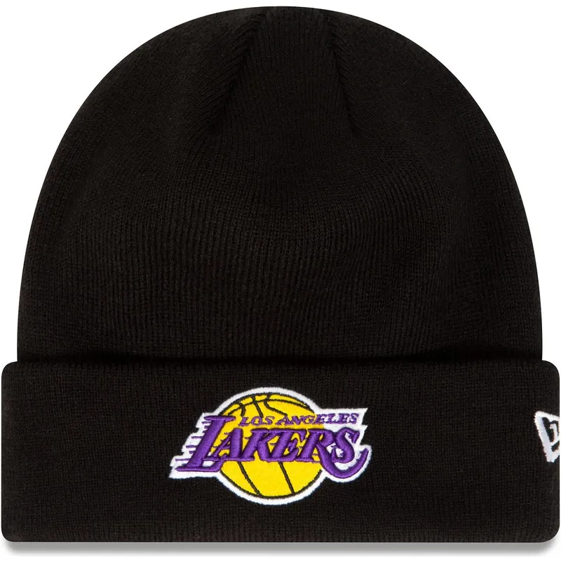 schwarze-essential-cuff-mutze-der-los-angeles-lakers-nba-von-new-era