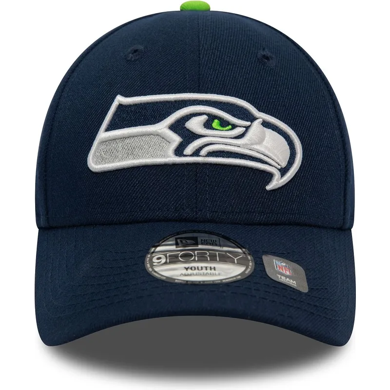 marineblaue-gebogene-verstellbare-kinderkappe-9forty-the-league-der-seattle-seahawks-nfl-von-new-era