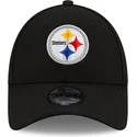 schwarze-gebogene-verstellbare-kinderkappe-9forty-the-league-der-pittsburgh-steelers-nfl-von-new-era