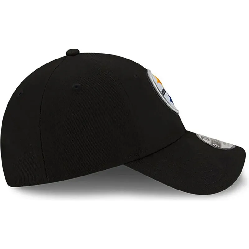 schwarze-gebogene-verstellbare-kinderkappe-9forty-the-league-der-pittsburgh-steelers-nfl-von-new-era