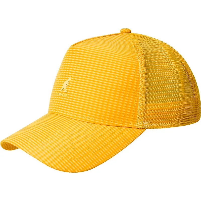 trucker-kappe-gelb-seersucker-mesh-warm-apricot-von-kangol trucker-kappe-gelb-seersucker-mesh-warm-apricot-von-kangol