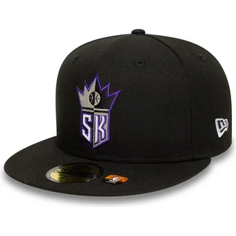 Mützen flach schwarz angepasst 59FIFTY Classic der Sacramento Kings NBA von New Era