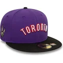 casquette-plate-violette-et-noire-ajustee-59fifty-classic-toronto-raptors-nba-new-era