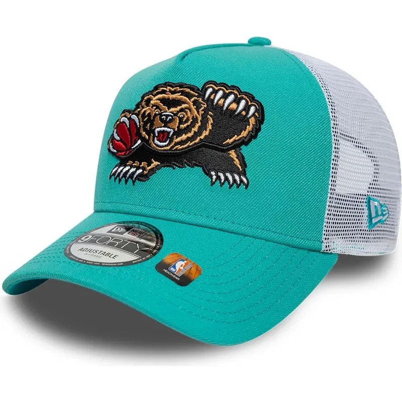 grune-und-weisse-trucker-kappe-a-frame-classic-der-memphis-grizzlies-nba-von-new-era