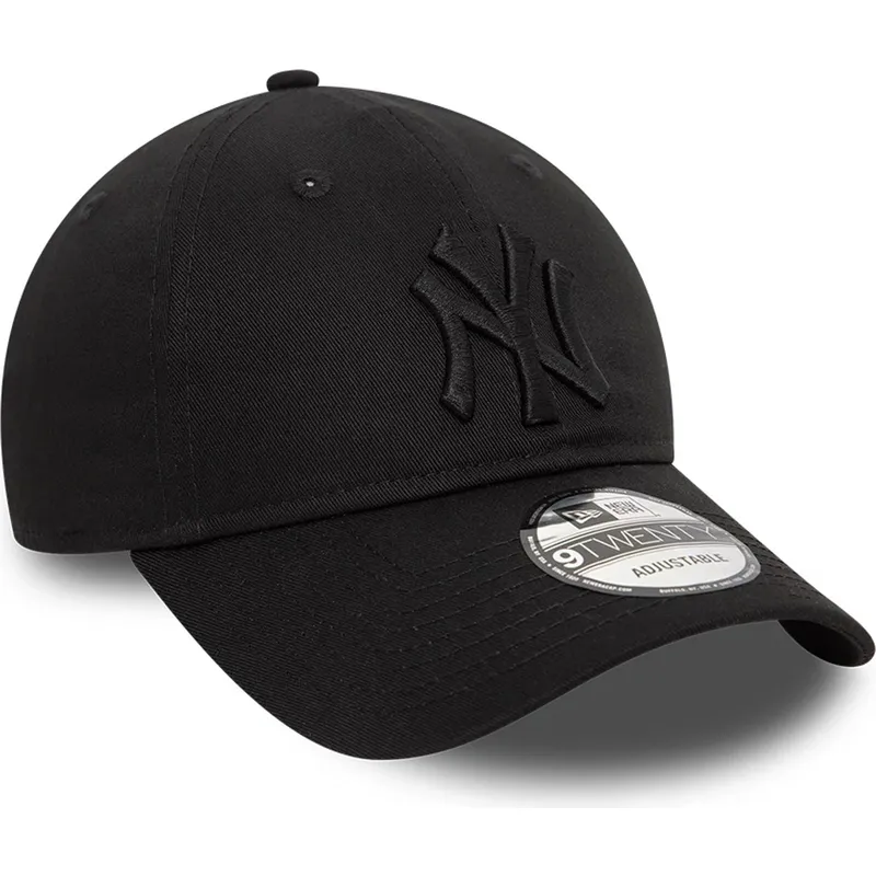 schwarze-verstellbare-curved-cap-mit-schwarzem-logo-9twenty-league-essential-der-new-york-yankees-mlb-von-new-era schwarze-verstellbare-curved-cap-mit-schwarzem-logo-9twenty-league-essential-der-new-york-yankees-mlb-von-new-era