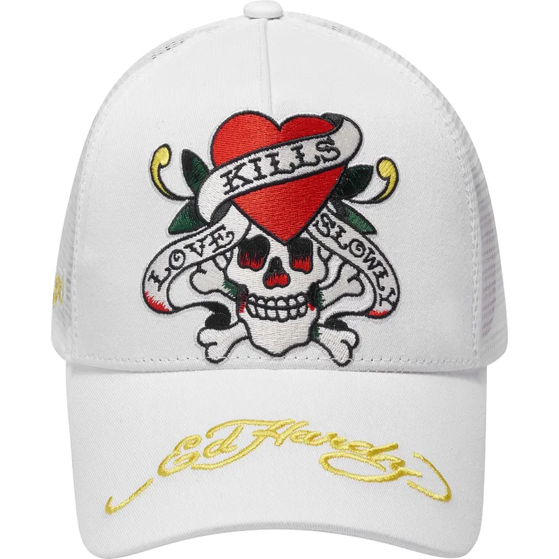 weisse-trucker-kappe-love-kills-slowly-von-ed-hardy weisse-trucker-kappe-love-kills-slowly-von-ed-hardy