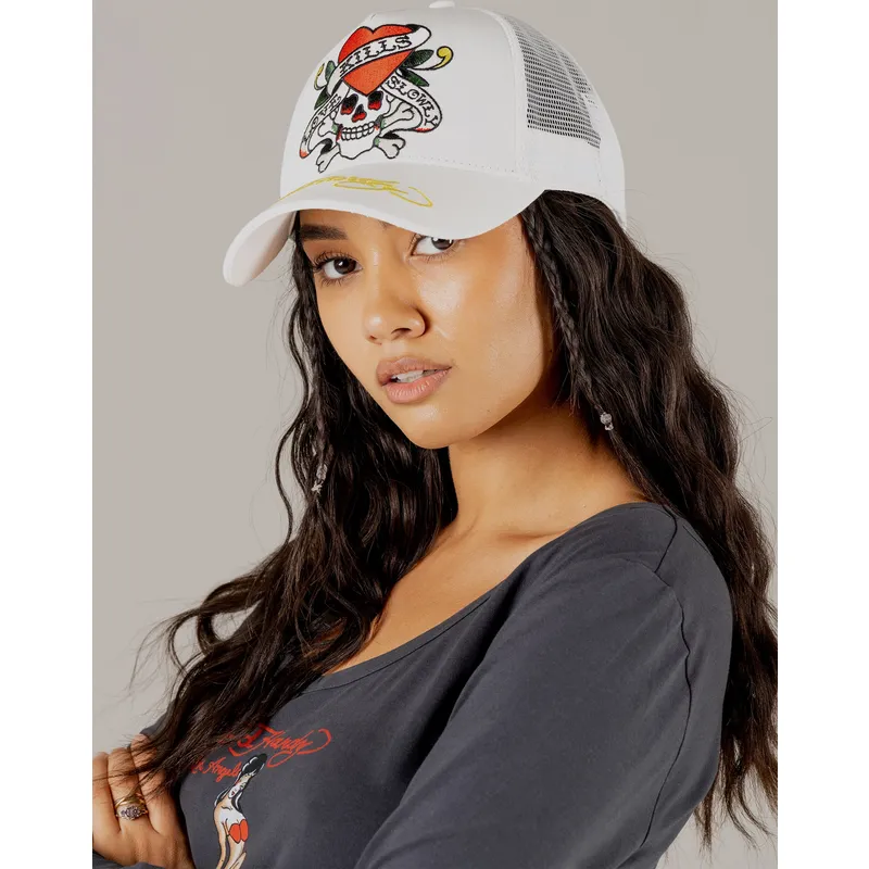 weisse-trucker-kappe-love-kills-slowly-von-ed-hardy weisse-trucker-kappe-love-kills-slowly-von-ed-hardy