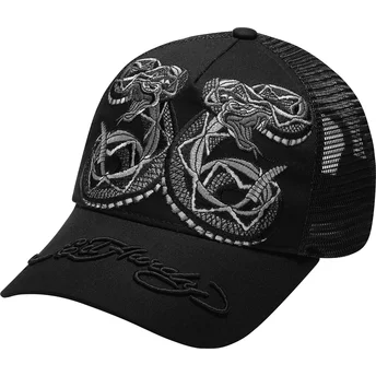 Mützen gebogen schwarz snapback Duo Black Snake von Ed Hardy