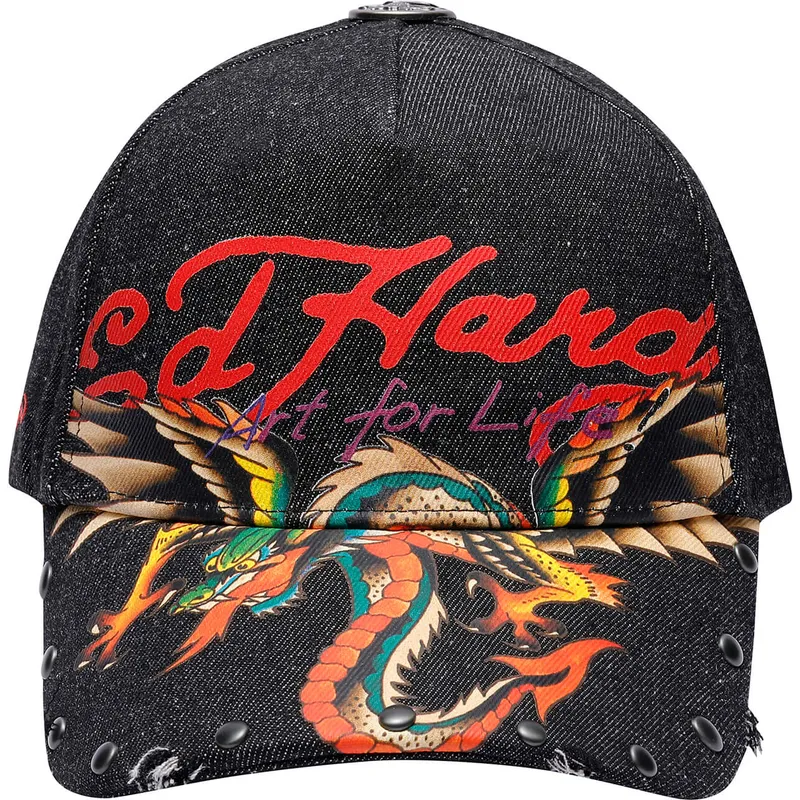schwarze-verstellbare-curved-cap-art-for-life-acid-wash-von-ed-hardy