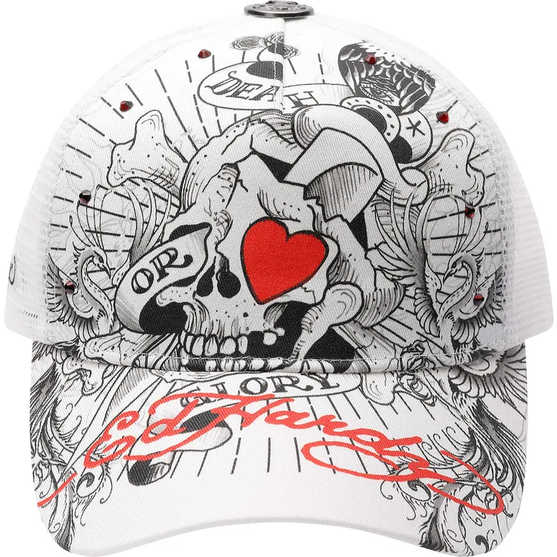 weisse-trucker-kappe-death-or-glory-von-ed-hardy