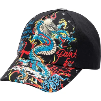 Mützen gebogen schwarz verstellbares band Blue von Ed Hardy