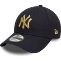 casquette-courbee-bleue-marine-ajustable-avec-logo-dore-9forty-metallic-new-york-yankees-mlb-new-era