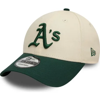 Casquette courbée beige et verte ajustable 9FORTY Colour Block Oakland Athletics MLB New Era