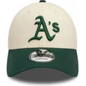 beige-und-grune-verstellbare-curved-cap-9forty-colour-block-der-oakland-athletics-mlb-von-new-era