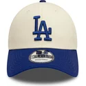 casquette-courbee-beige-et-bleue-ajustable-9forty-colour-block-los-angeles-dodgers-mlb-new-era