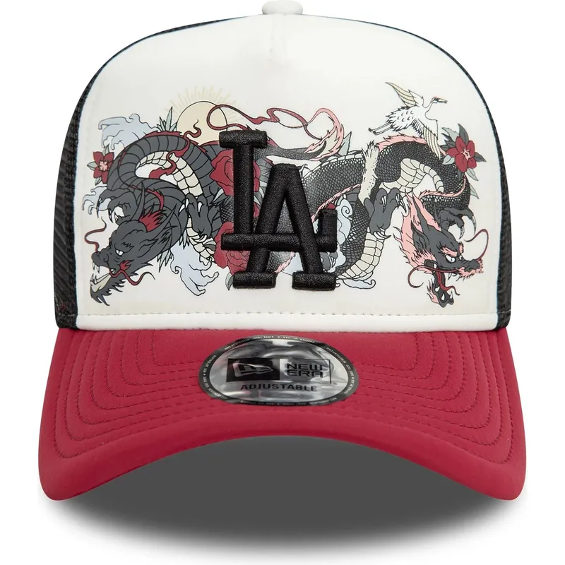 weisse-schwarze-und-rote-9forty-a-frame-graphic-trucker-cap-der-los-angeles-dodgers-mlb-dragon-von-new-era weisse-schwarze-und-rote-9forty-a-frame-graphic-trucker-cap-der-los-angeles-dodgers-mlb-dragon-von-new-era