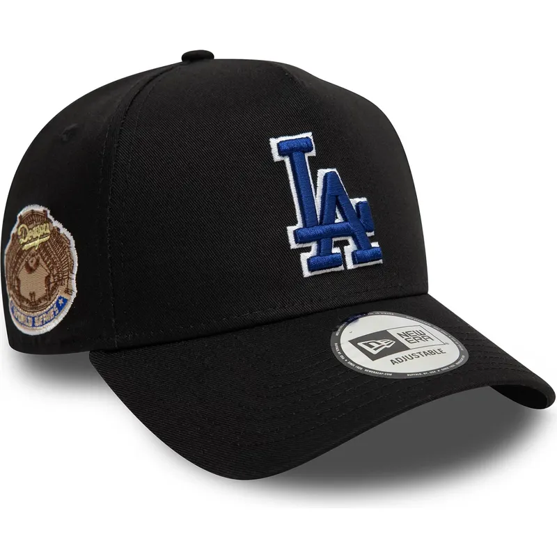 schwarze-gebogene-snapback-kappe-mit-blauem-logo-9forty-a-frame-world-series-patch-der-los-angeles-dodgers-mlb-von-new-era