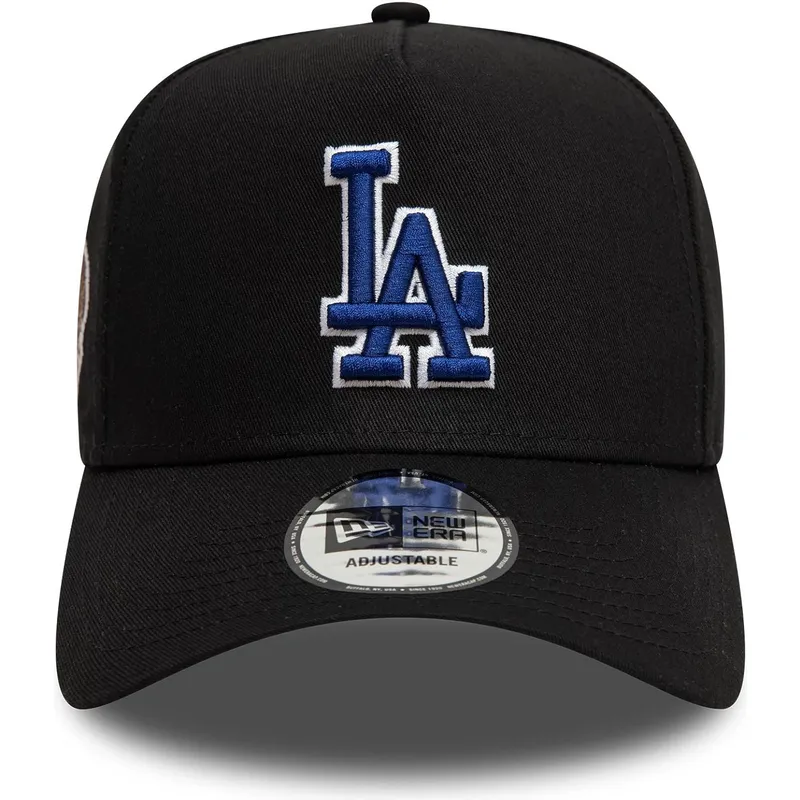 schwarze-gebogene-snapback-kappe-mit-blauem-logo-9forty-a-frame-world-series-patch-der-los-angeles-dodgers-mlb-von-new-era