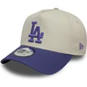 beige-und-violette-gebogene-snapback-kappe-mit-violettem-logo-9forty-a-frame-world-series-patch-der-los-angeles-dodgers-mlb-von-