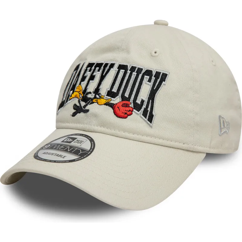 beige-gebogene-verstellbare-kappe-9twenty-washed-daffy-duck-looney-tunes-von-new-era