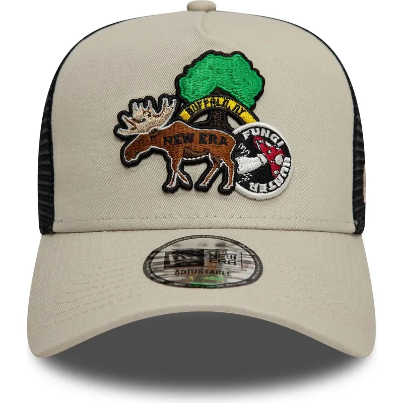 beige-und-schwarze-trucker-kappe-9forty-a-frame-outdoor-patch-von-new-era