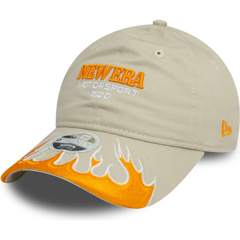 beige-gebogene-verstellbare-damenkappe-9twenty-flame-visor-von-new-era