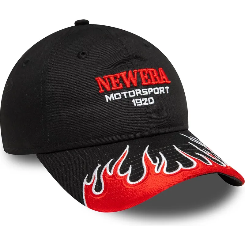 schwarze-gebogene-verstellbare-damenkappe-9twenty-flame-visor-von-new-era schwarze-gebogene-verstellbare-damenkappe-9twenty-flame-visor-von-new-era