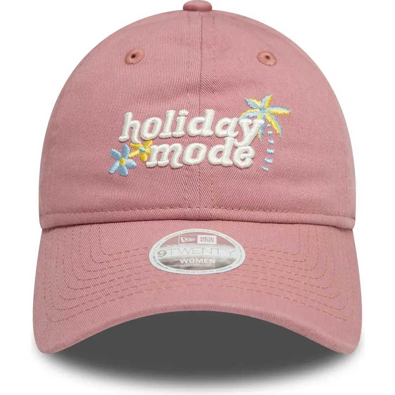 rosa-verstellbare-curved-cap-fur-damen-9twenty-holiday-mode-von-new-era