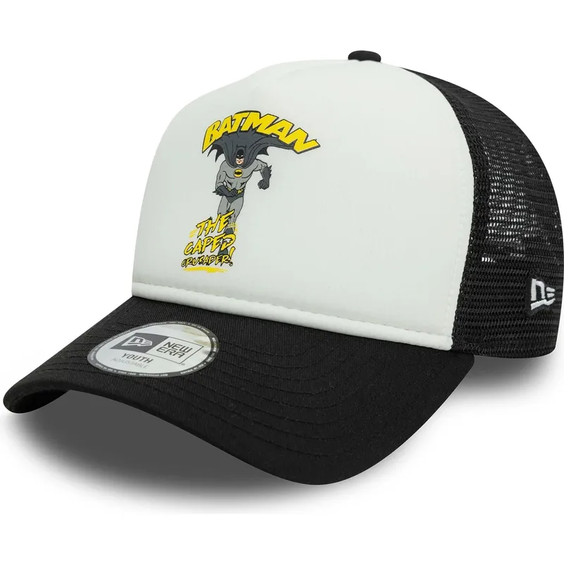 weisse-und-schwarze-trucker-kappe-fur-jungen-9forty-a-frame-batman-dc-comics-von-new-era weisse-und-schwarze-trucker-kappe-fur-jungen-9forty-a-frame-batman-dc-comics-von-new-era