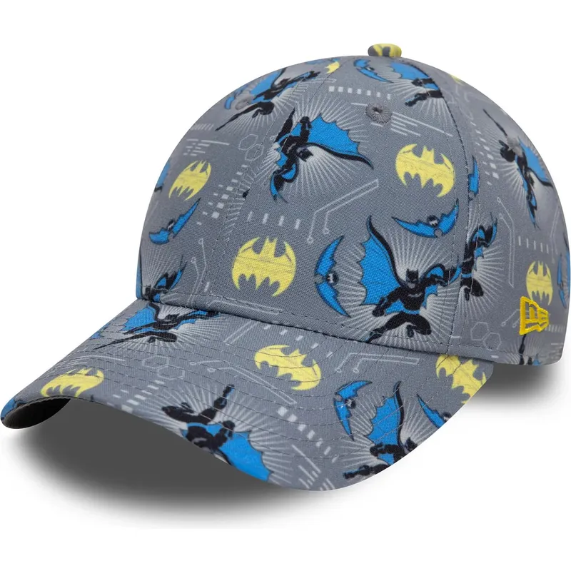graue-gebogene-kappe-fur-kinder-9forty-all-over-print-von-batman-dc-comics-von-new-era