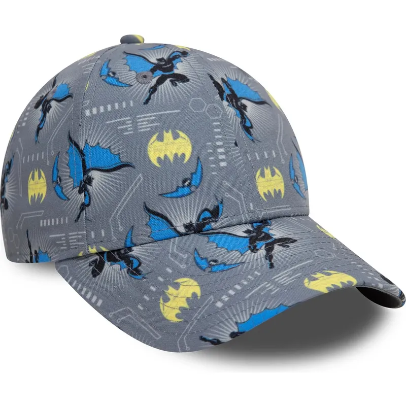 graue-gebogene-kappe-fur-kinder-9forty-all-over-print-von-batman-dc-comics-von-new-era