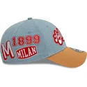 casquette-courbee-bleue-et-marron-ajustable-9forty-denim-ac-milan-serie-a-new-era