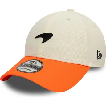 Casquette courbée blanche et orange ajustable 9FORTY Contrast Visor McLaren Racing Formula 1 New Era