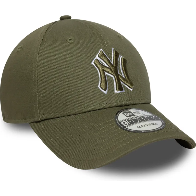 grune-verstellbare-curved-cap-mit-grunem-logo-9forty-outline-der-new-york-yankees-mlb-von-new-era
