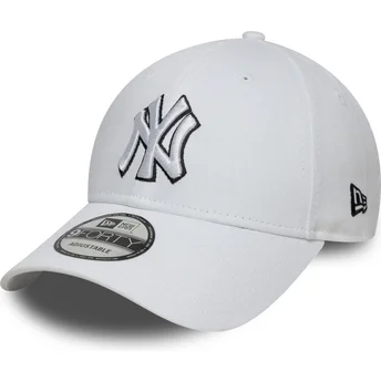 Mützen gebogen weiß verstellbares band 9FORTY Outline der New York Yankees MLB von New Era