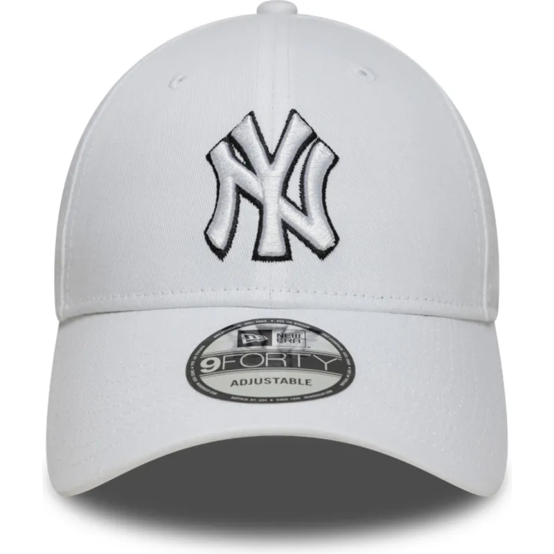 weisse-verstellbare-curved-cap-9forty-outline-der-new-york-yankees-mlb-von-new-era
