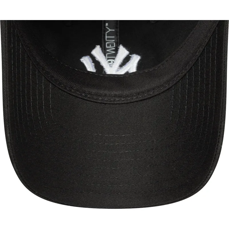 schwarze-verstellbare-curved-cap-fur-damen-9twenty-league-essential-der-new-york-yankees-mlb-von-new-era