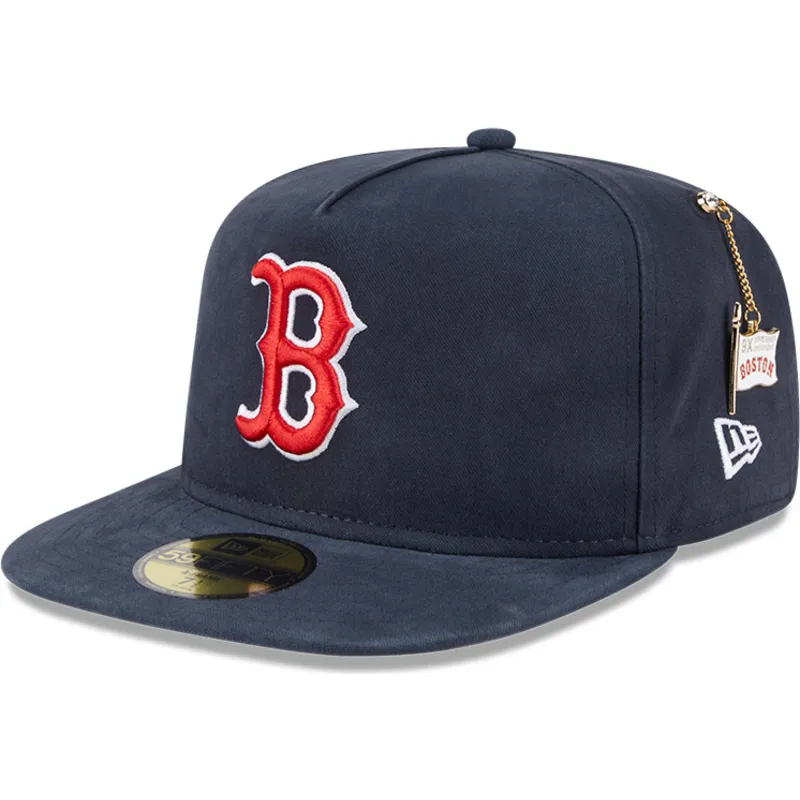 marineblaue-anliegende-59fifty-a-frame-championship-side-flag-flat-cap-der-boston-red-sox-mlb-von-new-era
