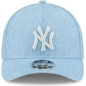 hellblaue-gebogene-snapback-kappe-9forty-m-crown-a-frame-cotton-weave-der-new-york-yankees-mlb-von-new-era