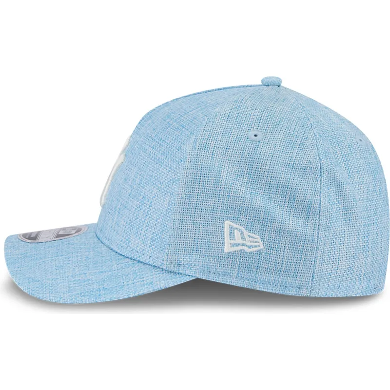 hellblaue-gebogene-snapback-kappe-9forty-m-crown-a-frame-cotton-weave-der-new-york-yankees-mlb-von-new-era
