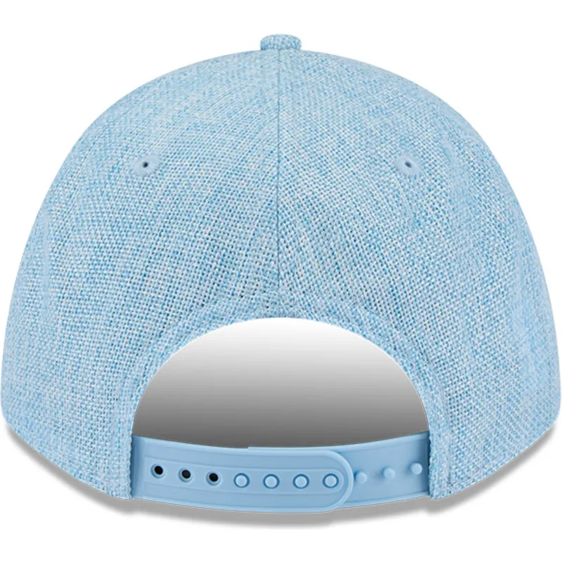 hellblaue-gebogene-snapback-kappe-9forty-m-crown-a-frame-cotton-weave-der-new-york-yankees-mlb-von-new-era
