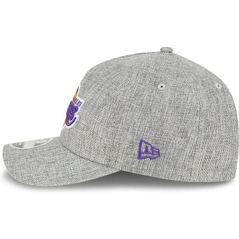 graue-gebogene-snapback-kappe-9forty-m-crown-a-frame-cotton-weave-der-los-angeles-lakers-nba-von-new-era