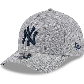 Casquette courbée grise snapback avec logo bleu marine 9FORTY M-Crown A Frame Cotton Weave New York Yankees MLB New Era