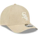 casquette-courbee-beige-snapback-9forty-m-crown-a-frame-cotton-weave-chicago-white-sox-mlb-new-era